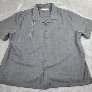 Irvine Park Shirt 2XL Short Sleeve Gray Button‎ Up W/Pocket Embroidered